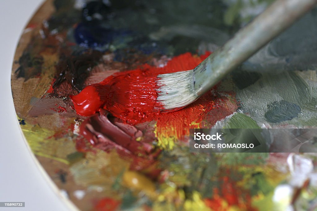 Con rojo pincel pintura al óleo - Foto de stock de Abstracto libre de derechos