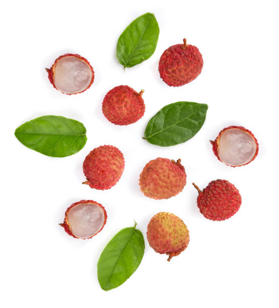 Top view of lychee isolated on white background