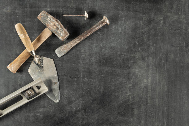 construction hand tools. - nobody hammer home improvement work tool imagens e fotografias de stock