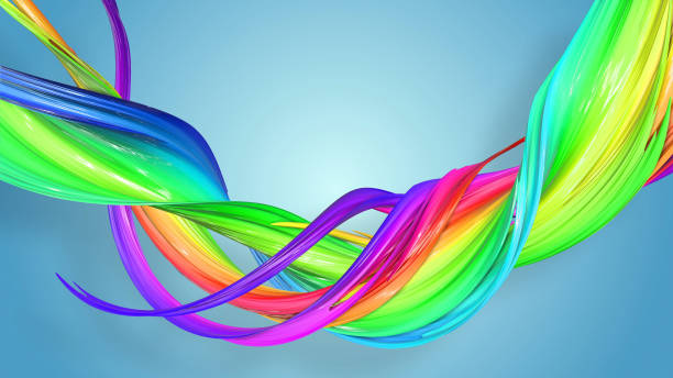 istock 3d rendering of abstract rainbow color ribbon twisted into a circular structure on a blue background. Beautiful multicolored ribbon glitters brightly. 41 1158908831