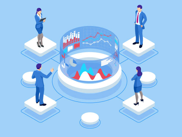 Isometric web banner Data Analisis and Statistics concept. Vector illustration business analytics, Data visualization. Technology, Internet and network concept. Data and investments. Isometric web banner Data Analisis and Statistics concept. Vector illustration business analytics, Data visualization. Technology, Internet and network concept. Data and investments business computer technology stock illustrations