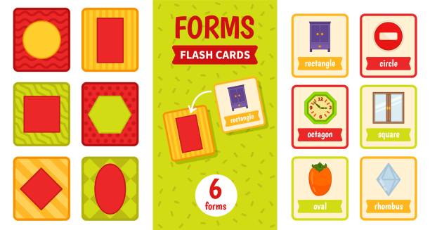 Kids learning material. Kids learning material. Card for learning forms. octagon house stock illustrations