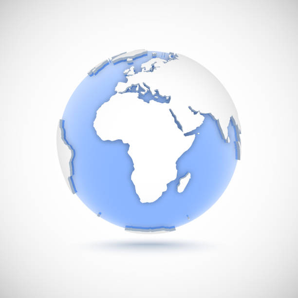 istock Volumetric globe in white and blue colors. 3d vector illustration with continents Africa, Europe, Asia 1158916570