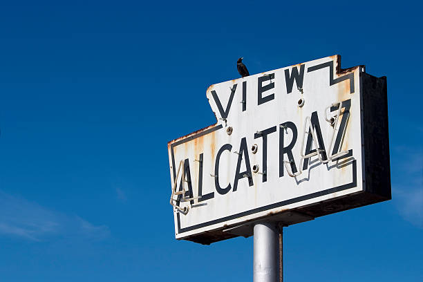 istock View Alcatraz sign on a blue background 115891664