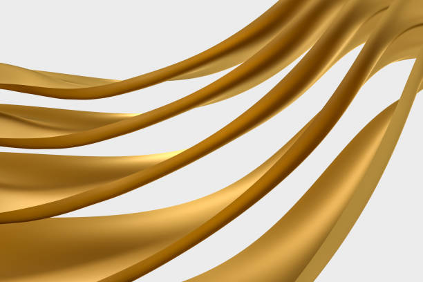 istock 3d rendering, golden flowing cloth background. 1158919484