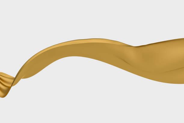 istock 3d rendering, golden flowing cloth background. 1158919485