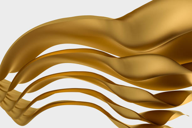 istock 3d rendering, golden flowing cloth background. 1158919500
