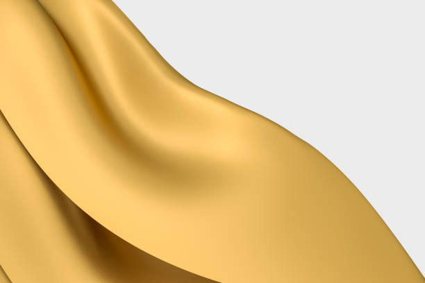 istock 3d rendering, golden flowing cloth background. 1158919501