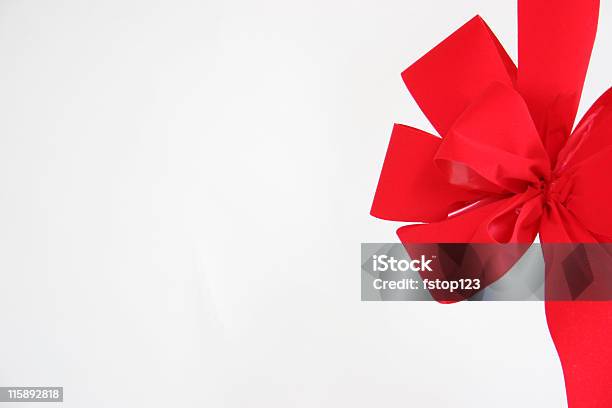 Big Red Bow Right Side Isolated On White Background Copyspace Stock Photo - Download Image Now