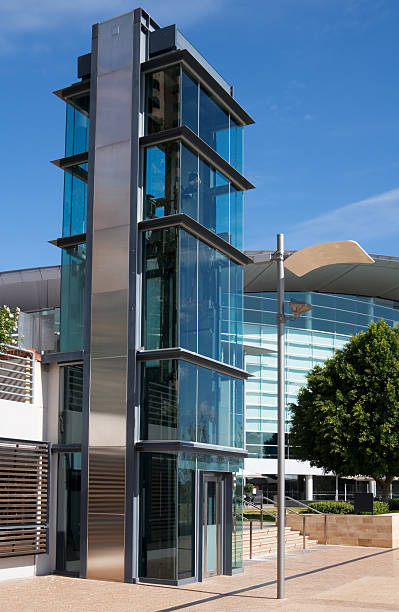 Glass Elevator Glass elevator. (Adelaide, South Australia) outdoor elevator stock pictures, royalty-free photos & images