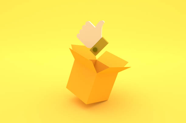 Open Box with Thumbs up sign Concept