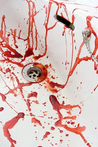 Blood Splattered In White Sink