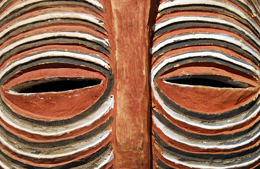 Detail of an African traditional wooden  mask.