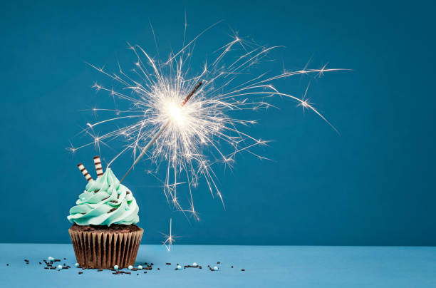 istock Birthday Cupcake with sparkler 1158950042