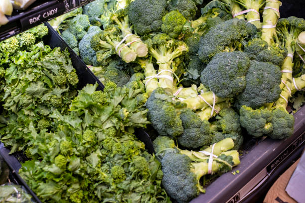 brócoli y brócoli raab - broccoli raab fotografías e imágenes de stock