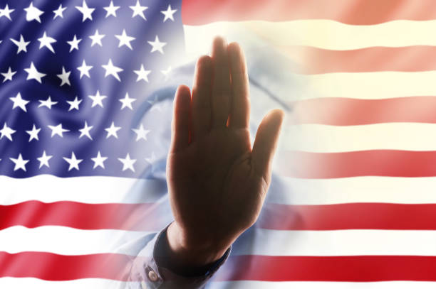 istock USA FLAG with hand STOP SIGN / Flag concept (Click for more) 1158957964