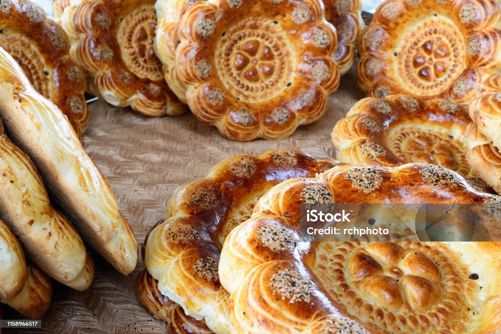 Uzbekistan Uzbekistan - Uzbek bread, non or lepeshka Uzbekistan Stock Photo