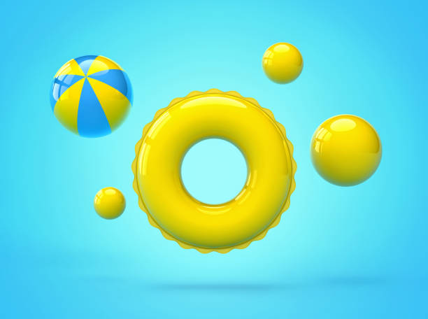 istock Inflatable swimming ring and beach balls 1158967788