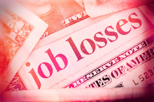 Job Losses The words "Job Losses" on US currency. unemployment stock pictures, royalty-free photos & images