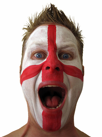 Close up of a English footy fan.