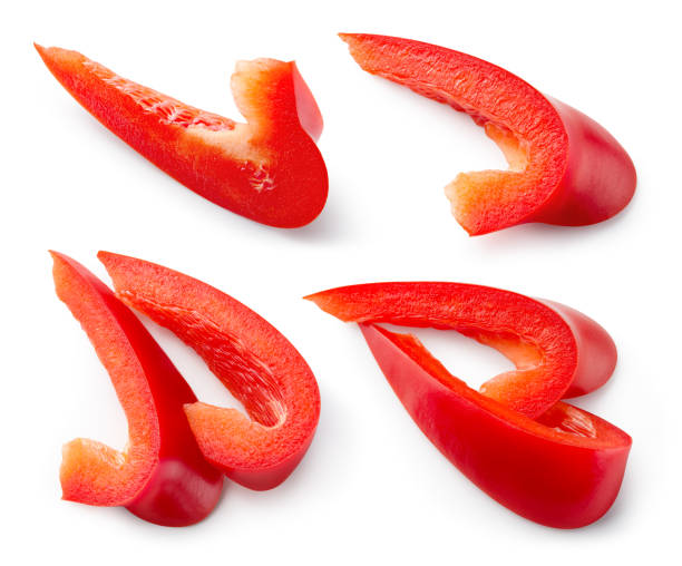 istock Red pepper slice isolate. Paprika. Red bell pepper. Pepper piece. With clipping path. 1158975687