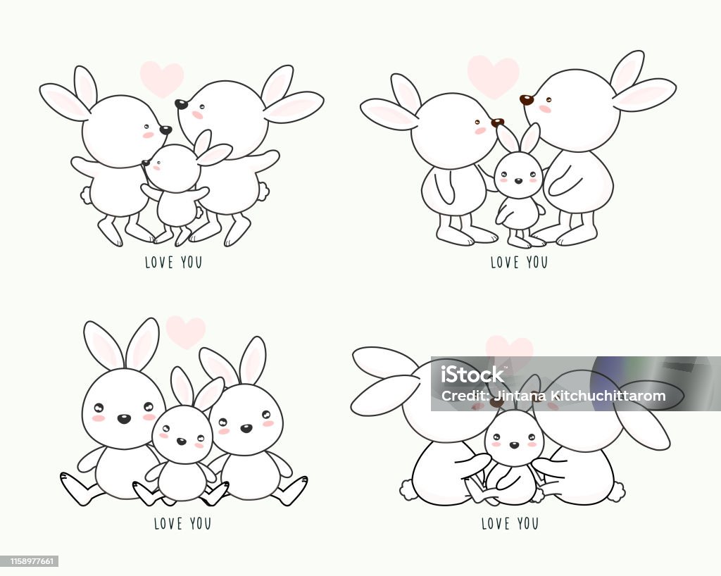 Ilustración de Conjunto De La Hermosa Familia De Conejos Blancos De Dibujos Animados  Papá Mamá Y Bebé Conejo Dibujos Animados y más Vectores Libres de Derechos  de Amor - iStock