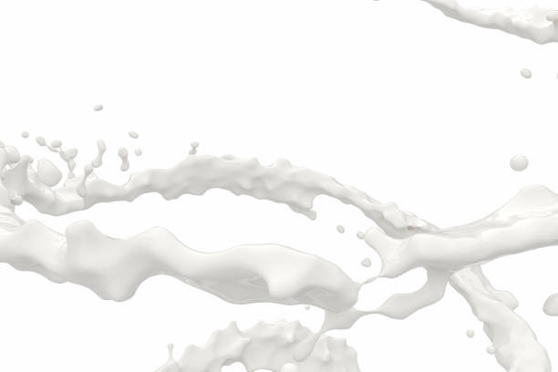 istock Purity splashing milk with creative shapes, 3d rendering. 1158991141