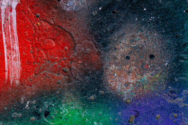 istock Old cracked rusty peeled colorful paint background texture close-up 1158998997
