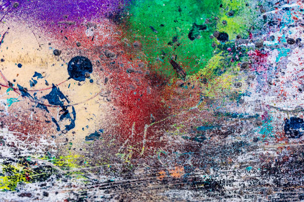 istock Old cracked rusty peeled colorful paint background texture close-up 1158999093