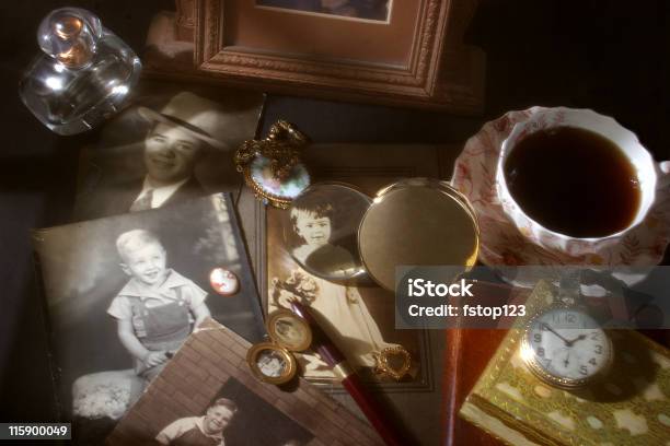 Memories Collection Antique Vintage Photographs Collectibles Stock Photo - Download Image Now