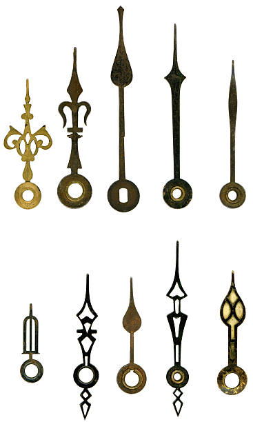 selection of old clock hands to match blank face series A selection of old clock hands, part of a series of old european clock faces and hands to make your own clock and time settings. clock hand stock pictures, royalty-free photos & images