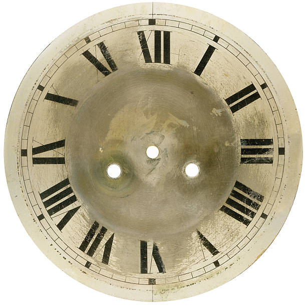 istock Old distressed hand painted clock face with roman numerals 115900363