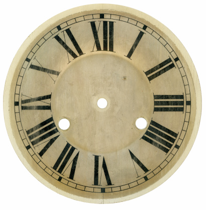 Old hand painted clock face, part of a series of old european clock faces and hands to make your own clock and time settings.