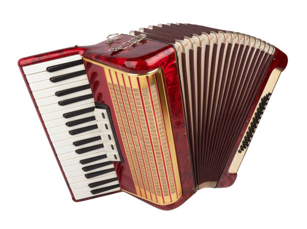 acordeão retro isolado - accordion harmonica musical instrument isolated - fotografias e filmes do acervo