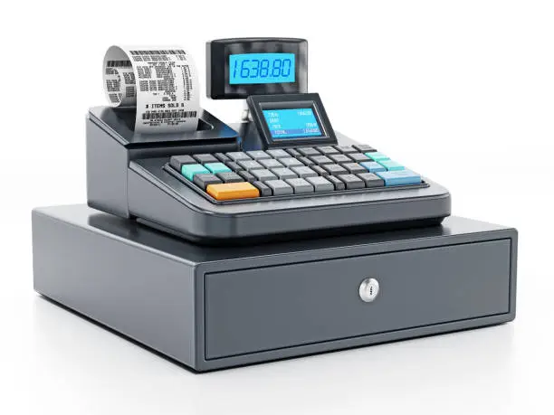Generic cash register isolated on white.