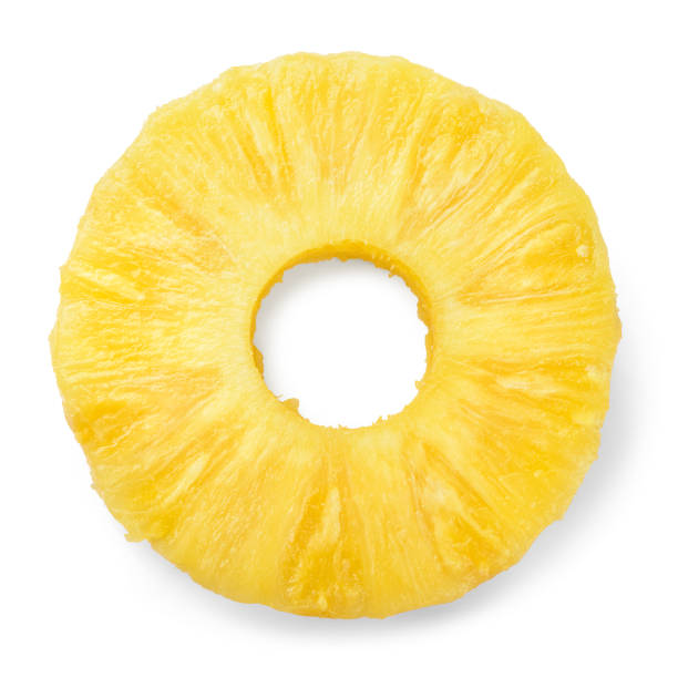 pineapple ring. canned pineapple slice. flat design. top view. pineapple isolated on white. - sectional elevation imagens e fotografias de stock