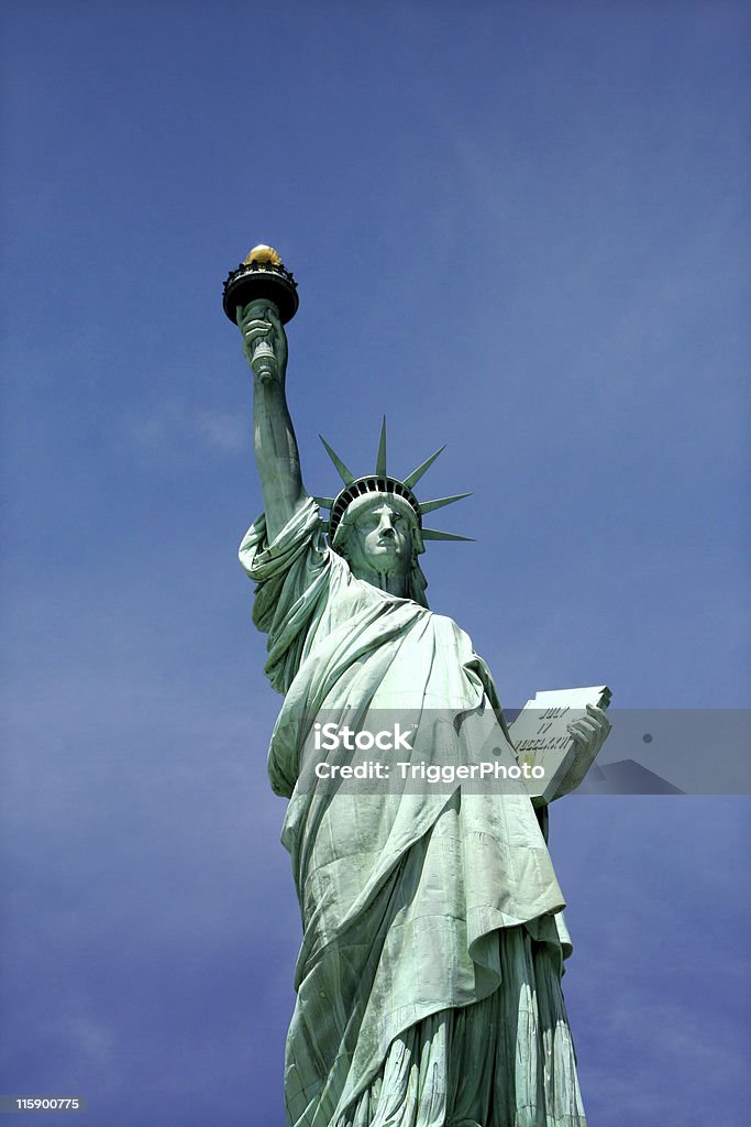 miss liberty sur bleu - Photo de Architecture libre de droits