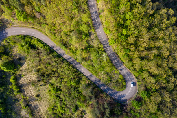 istock An Aerial Road Trip - forest with curved road 1159011366