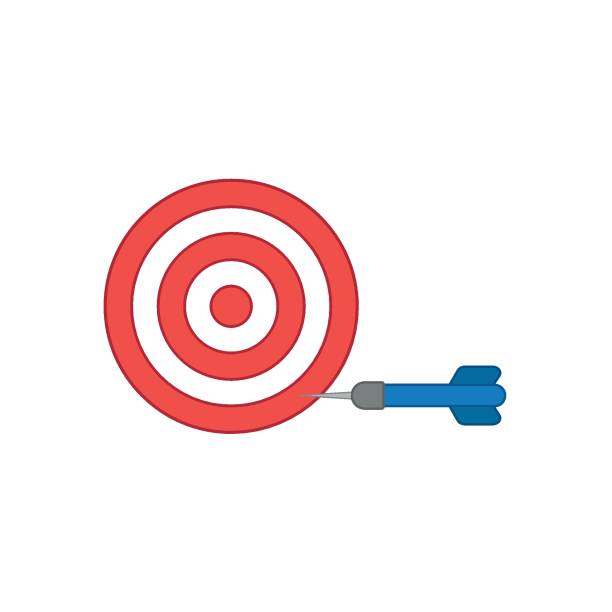 istock Flat design style vector concept of bullseye with dart icon in the side on white. Colored outlines. 1159014819