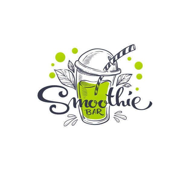 Smoothie Bar, vector sketching illustration and hand drawn lettering composition for your summer health drink menu Smoothie Bar, vector sketching illustration and hand drawn lettering composition for your summer health drink menu smoothie stock illustrations