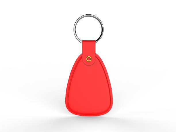 keychain with key ring isolated on white background. Concepts for real estate and moving home or renting property. Buying a property. Mock-up keychain.Copy space.