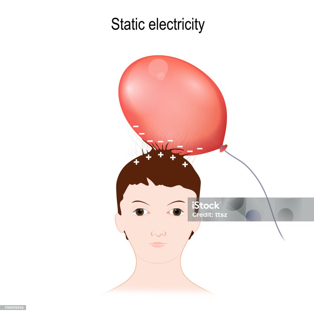 Static Electricity Child And Balloon Stock Illustration - Download Image  Now - Static Electricity, Balloon, Hair - iStock