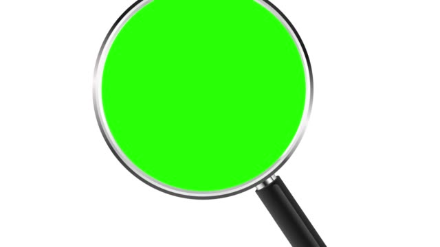 Magnifying glass with zoom into chroma key green insert. 4K