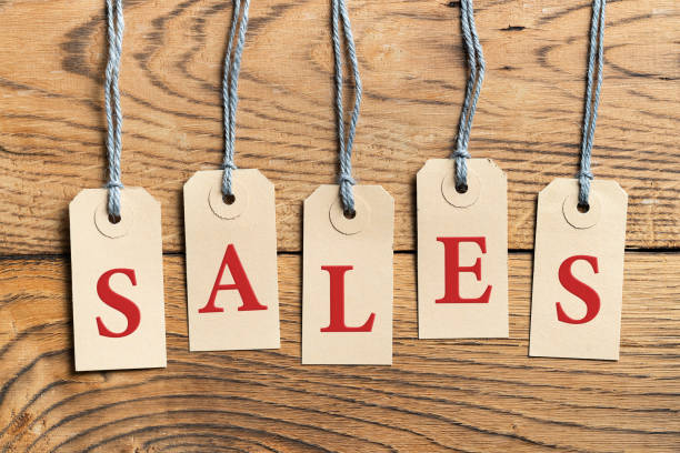 istock Hangtags with the word SALES 1159016890