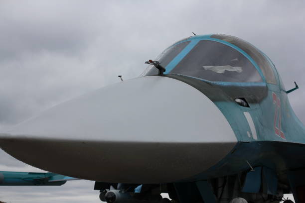 istock Strike fighter Su-34 details close-up. 1159017728