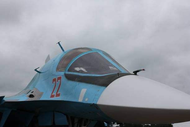 istock Strike fighter Su-34 details close-up. 1159017834