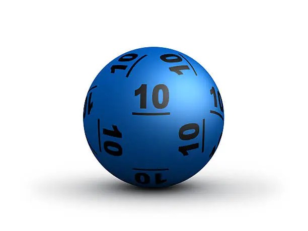 Lottery Ball number 10, extra large image on a clean white background that can easily be used with or without the shadow.