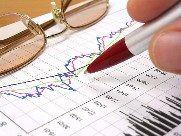 istock Business chart, glasses and pen 115902103