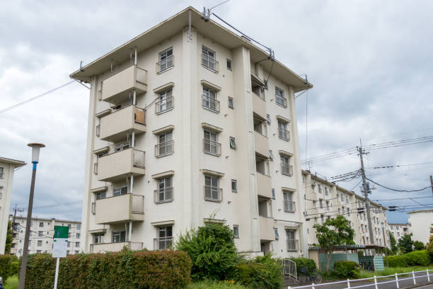 Housing complex in Kasukabe city, Saitama Prefecture, Japan stock photo