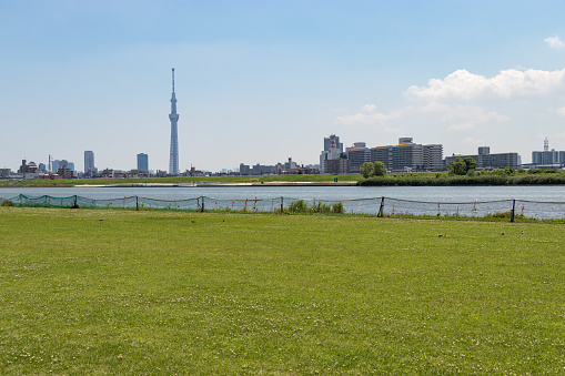 Landscape from Horikiri Waterfront Park in Katsushika city, Tokyo, Japan
